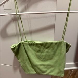 Light Green Ribbed Crop Tank Top